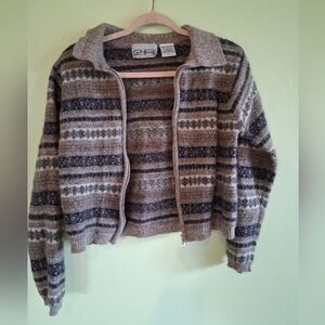 Vintage Wool Cropped zip up Jacket- Woman's medium